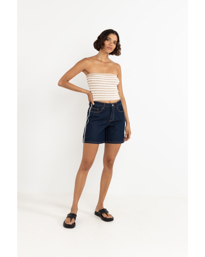 STRIPE STRAPLESS KNIT TOP