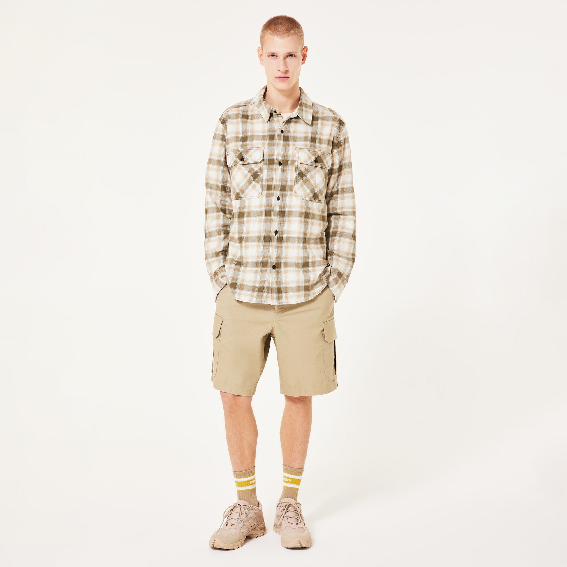 90s PLAID LS SHIRT - OakleyFOA406127 - MIST/PEBBLE/ARMY G CHECK - L
