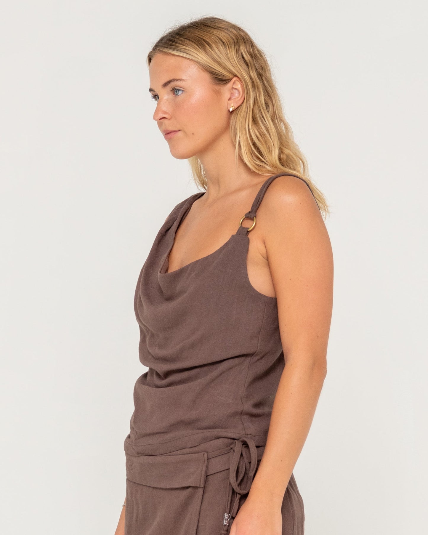 MILOS ASYMMETRIC COWL NECK TOP