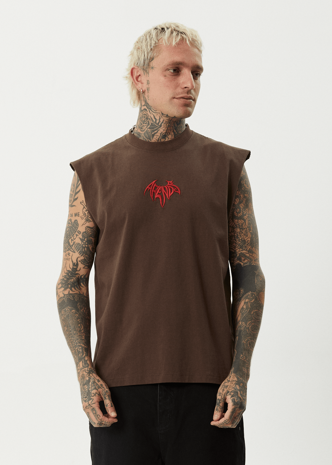 Bats - Recycled Sleeveless Tee - AfendsM253085 - COFFEE - S