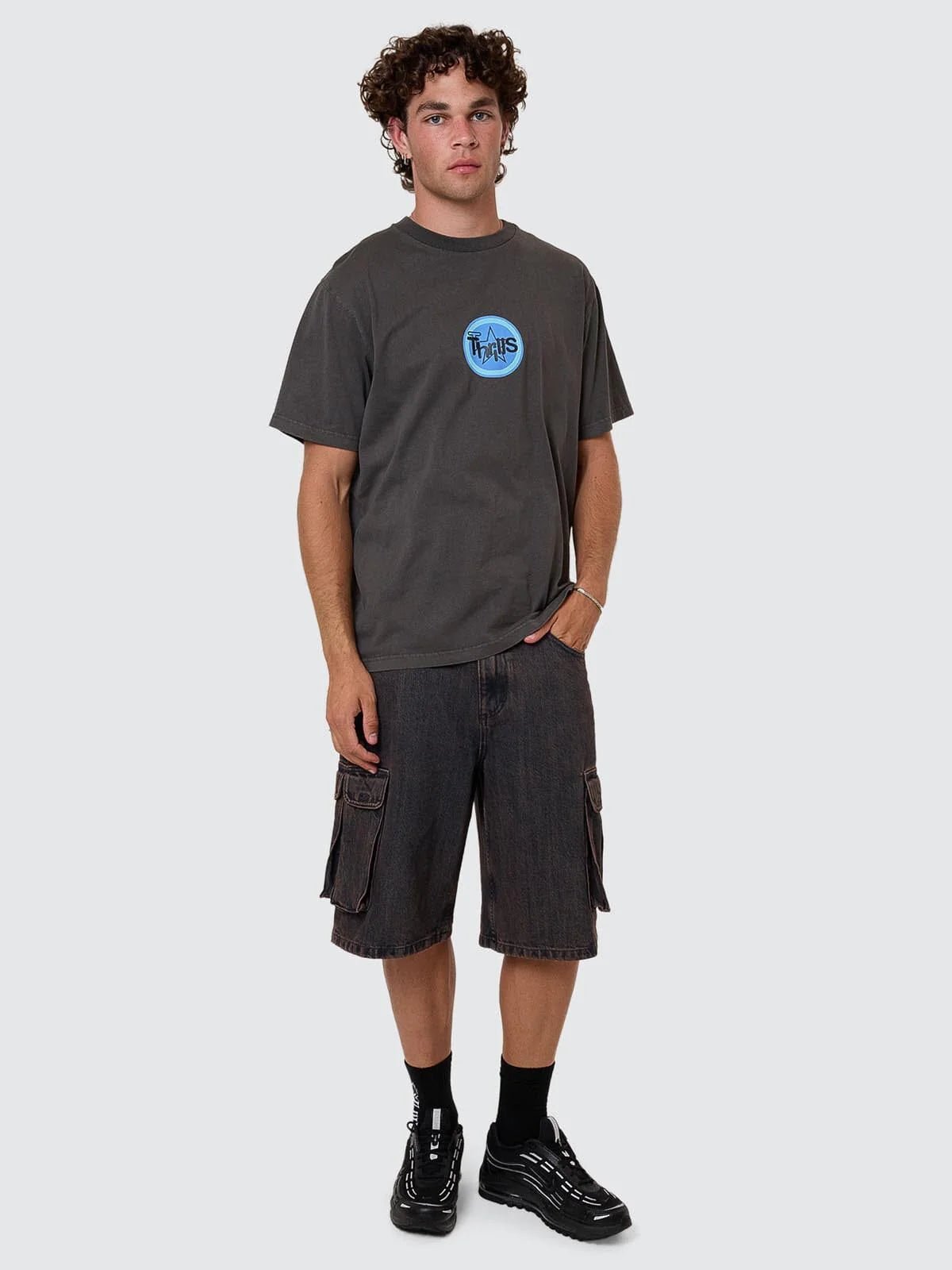 Big Slacker Denim Cargo Short - Berry Black - ThrillsTDP - 327I - Berry Black - 26