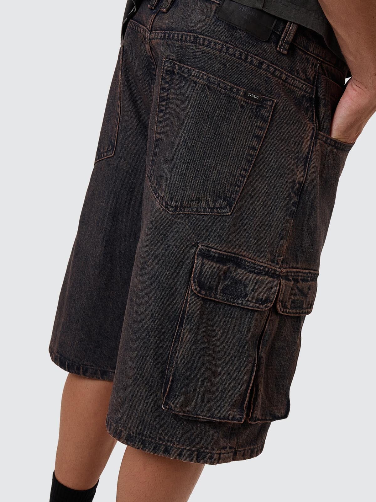 Big Slacker Denim Cargo Short - Berry Black - ThrillsTDP - 327I - Berry Black - 26