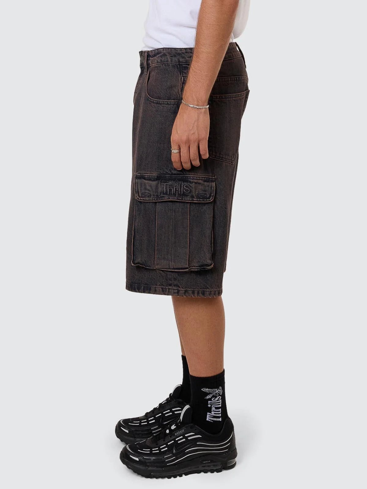 Big Slacker Denim Cargo Short - Berry Black - ThrillsTDP - 327I - Berry Black - 26