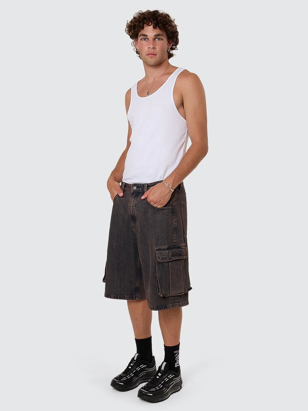 Big Slacker Denim Cargo Short - Berry Black - ThrillsTDP - 327I - Berry Black - 26