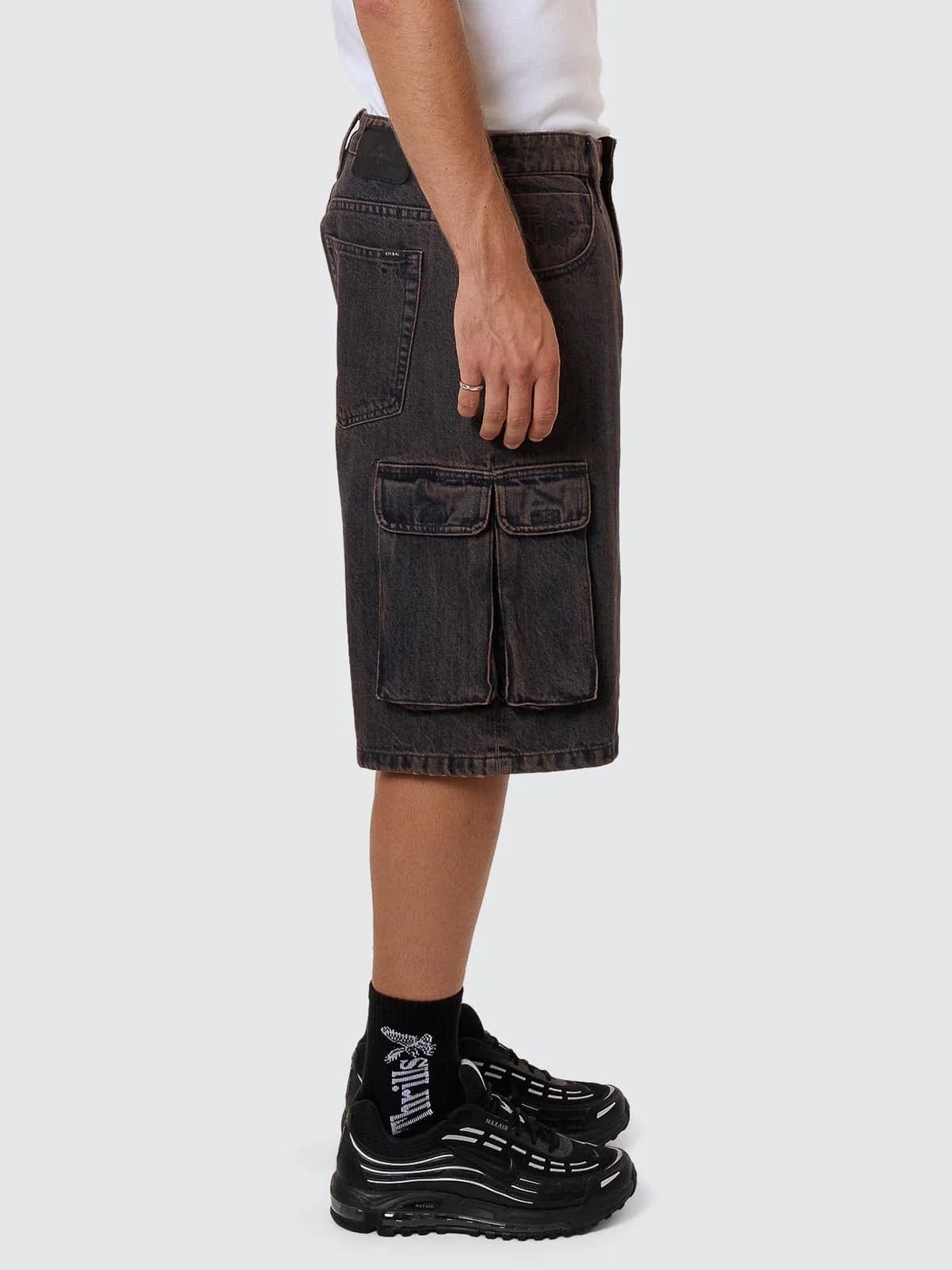 Big Slacker Denim Cargo Short - Berry Black - ThrillsTDP - 327I - Berry Black - 26
