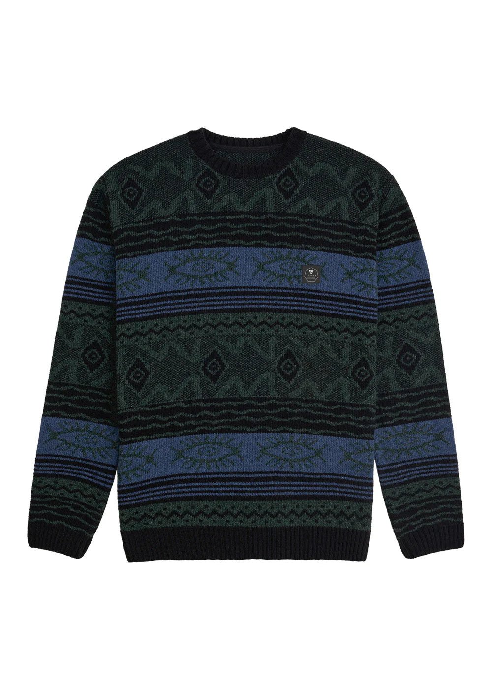 Blur Jacquard crew sweater - VisslaM8016BLU-Black-L