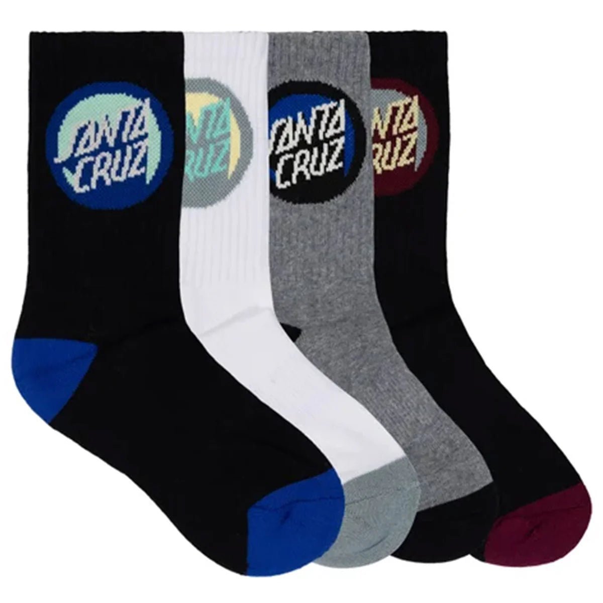 BOLD SHADOW DOT CREW SOCK 4 PACK - Santa CruzSB225 - SO04 - BLACK WHITE - GMARLE - 2to8