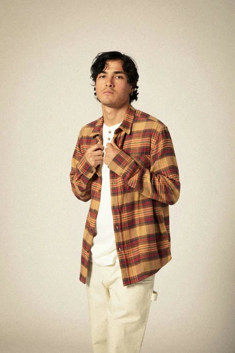 Bowery Flannel - Brixton01213 - CRWBC - Curry/Washed black/Crimson - L