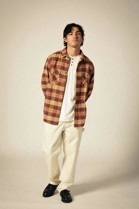 Bowery Flannel - Brixton01213 - CRWBC - Curry/Washed black/Crimson - L