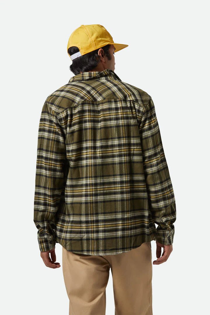 BOWERY L/S FLANNEL - Brixton1213 - IVY GREEN/OLIVE SURPLUS/BLACK - XL