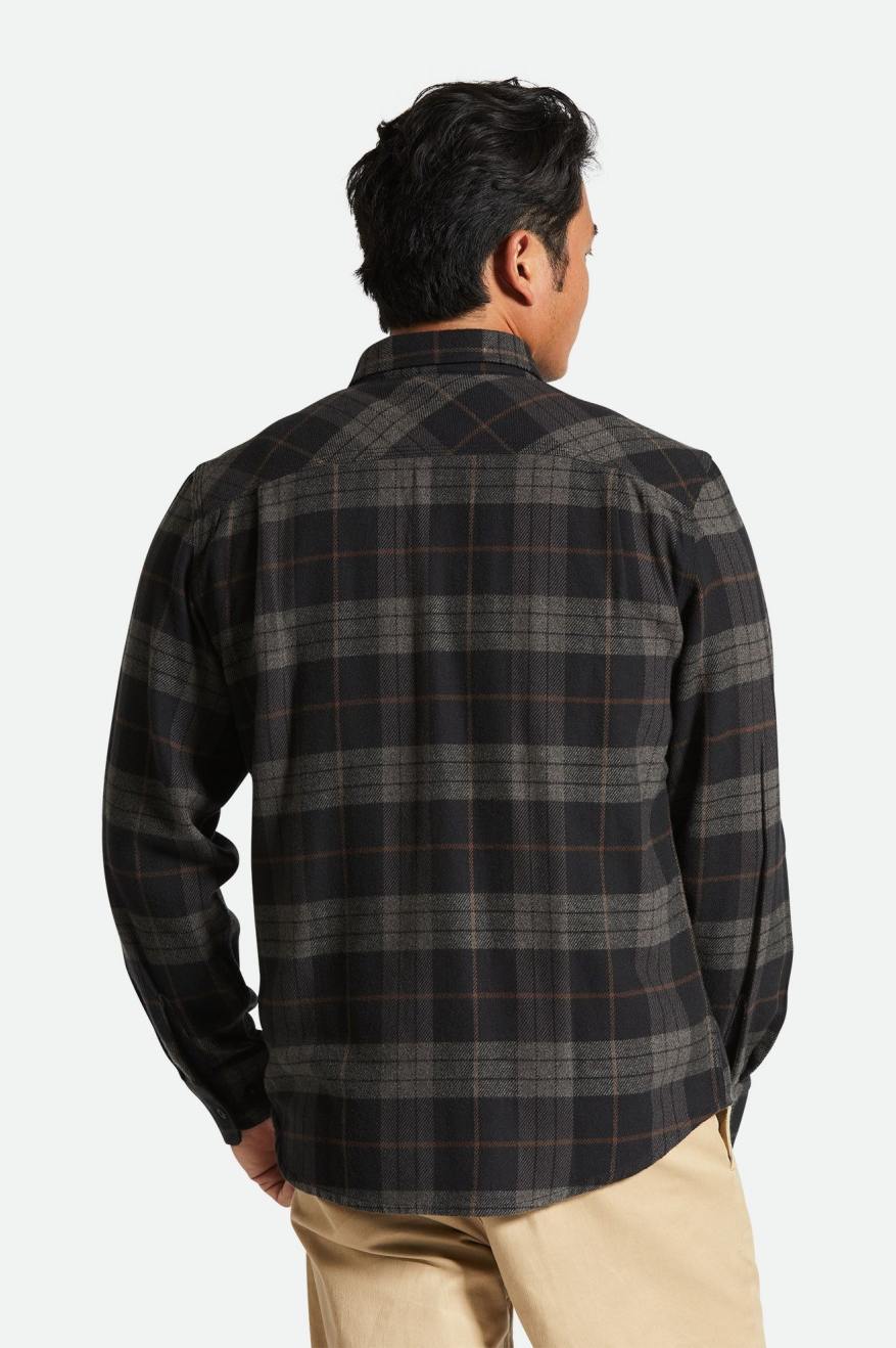 BOWERY L/S FLANNEL - Brixton1213 - BLACK/CHARCOAL - L
