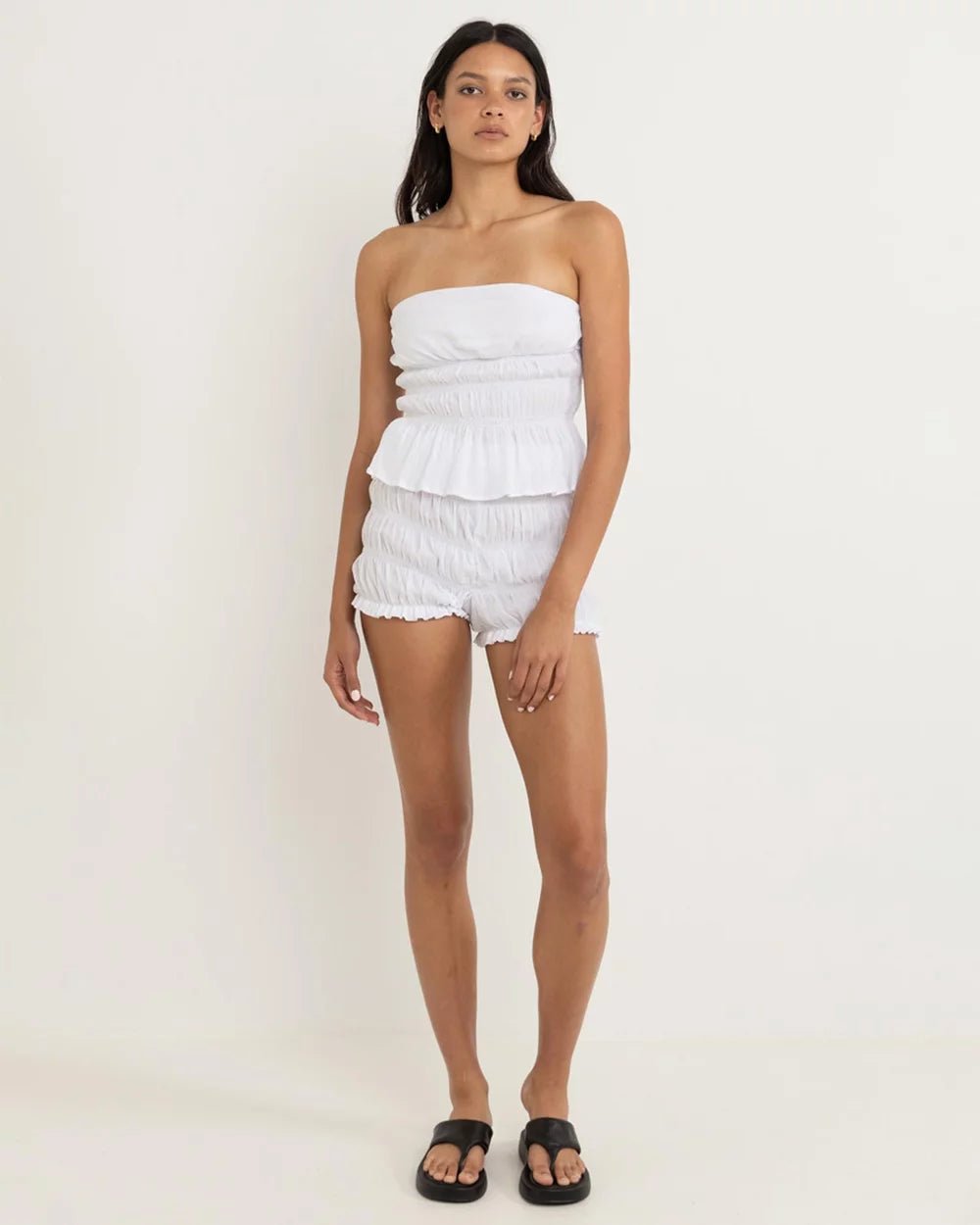 CARRIE SMOCKED TOP - RhythmCD24W-FT32-WHT-WHITE-12