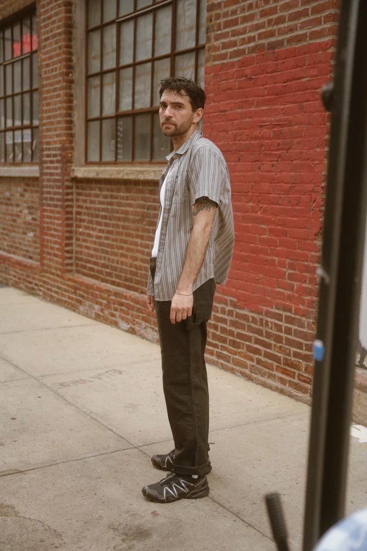 CHARTER STRIPE S/S WVN - Brixton1268 - CHARCOAL GREY - XXL