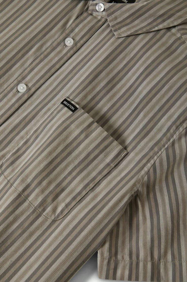 CHARTER STRIPE S/S WVN - Brixton1268 - CHARCOAL GREY - XXL