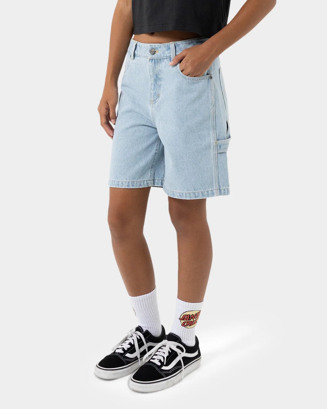 CHECKER HEART DOT CARPENTER JEAN SHORTS - Santa CruzSG225 - SH01 - LIGHT WASHED INDIGO - 8