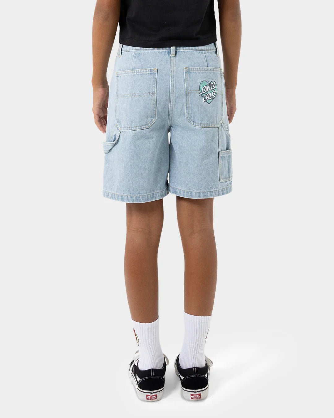 CHECKER HEART DOT CARPENTER JEAN SHORTS - Santa CruzSG225 - SH01 - LIGHT WASHED INDIGO - 8