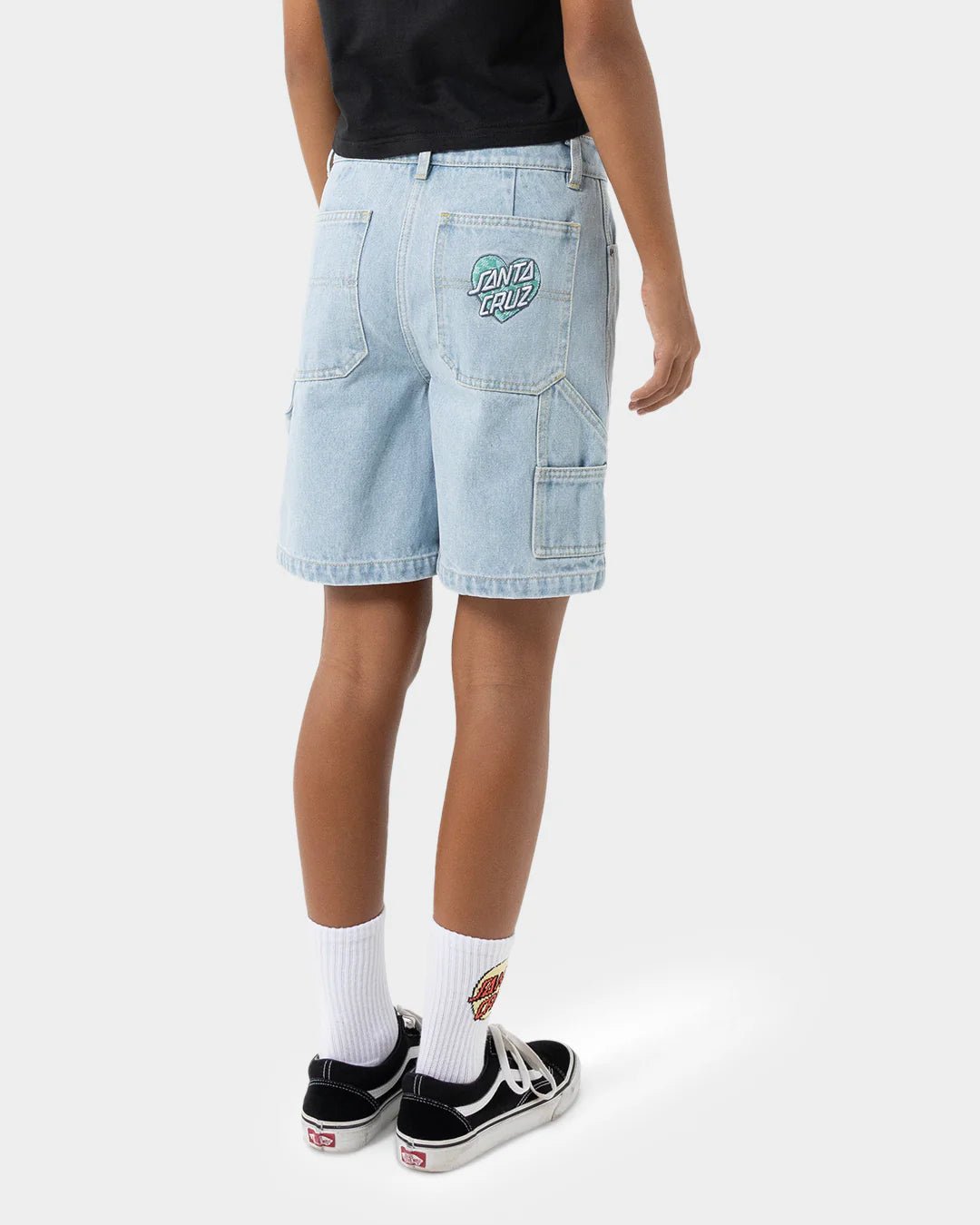 CHECKER HEART DOT CARPENTER JEAN SHORTS - Santa CruzSG225 - SH01 - LIGHT WASHED INDIGO - 8