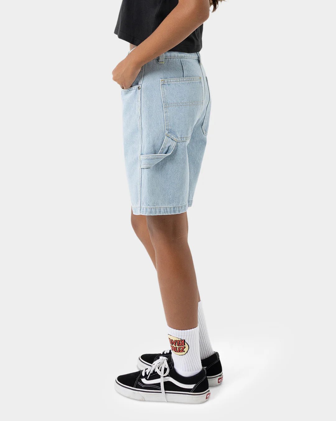 CHECKER HEART DOT CARPENTER JEAN SHORTS - Santa CruzSG225 - SH01 - LIGHT WASHED INDIGO - 8