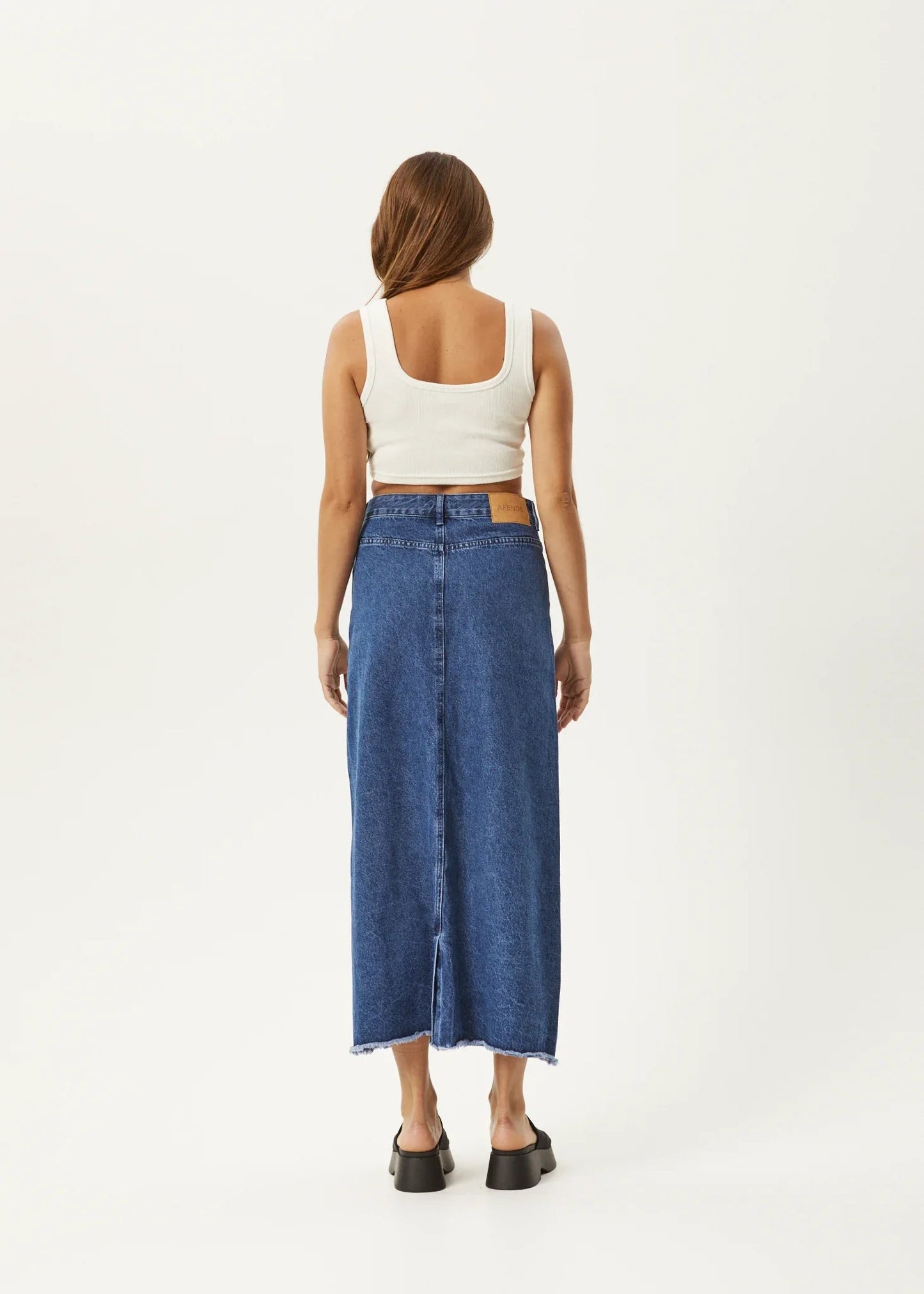Chi Chi Organic Denim Midi Skirt - Afendsw230901 - abu - Authentic Blue - 26