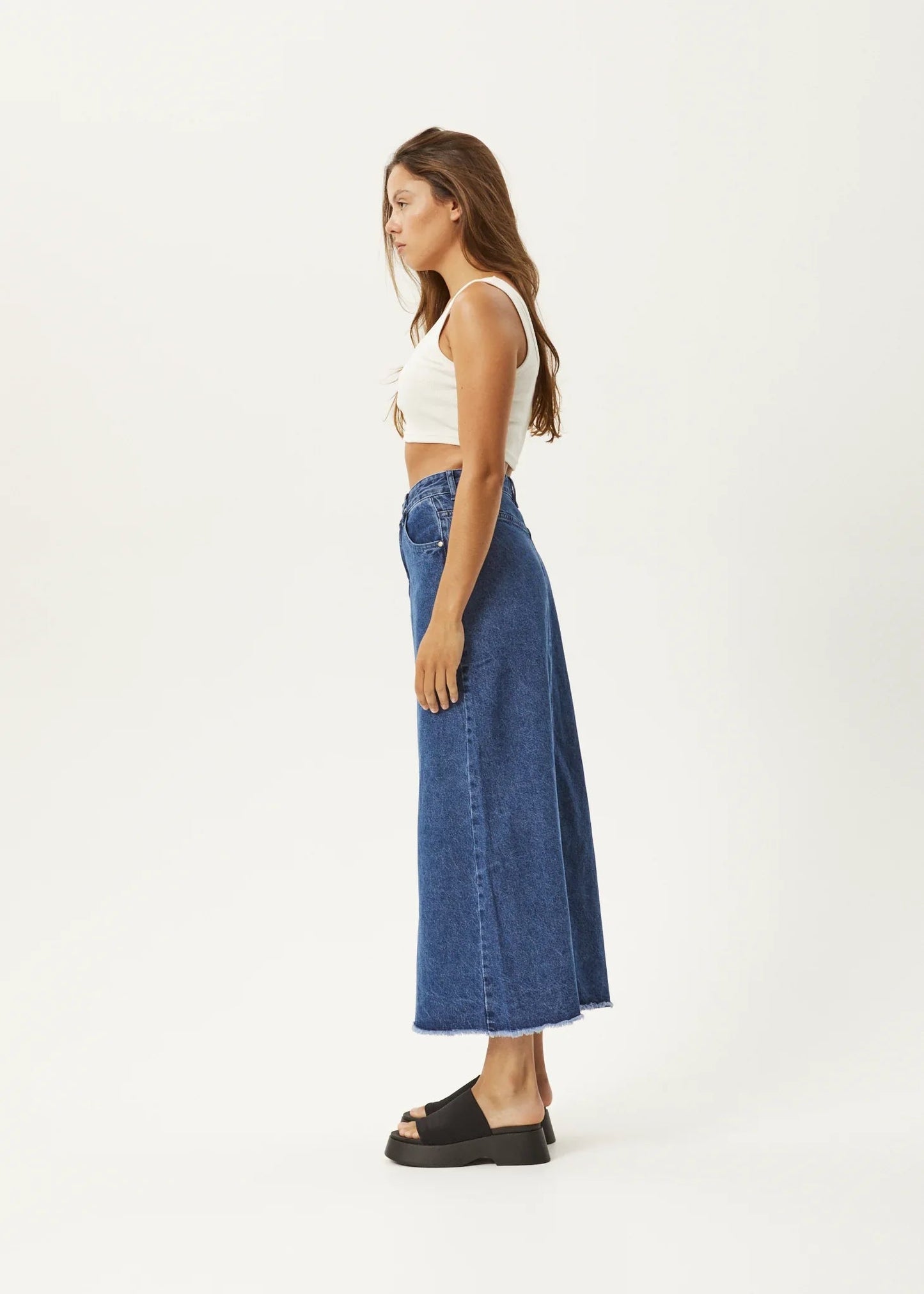 Chi Chi Organic Denim Midi Skirt - Afendsw230901 - abu - Authentic Blue - 26