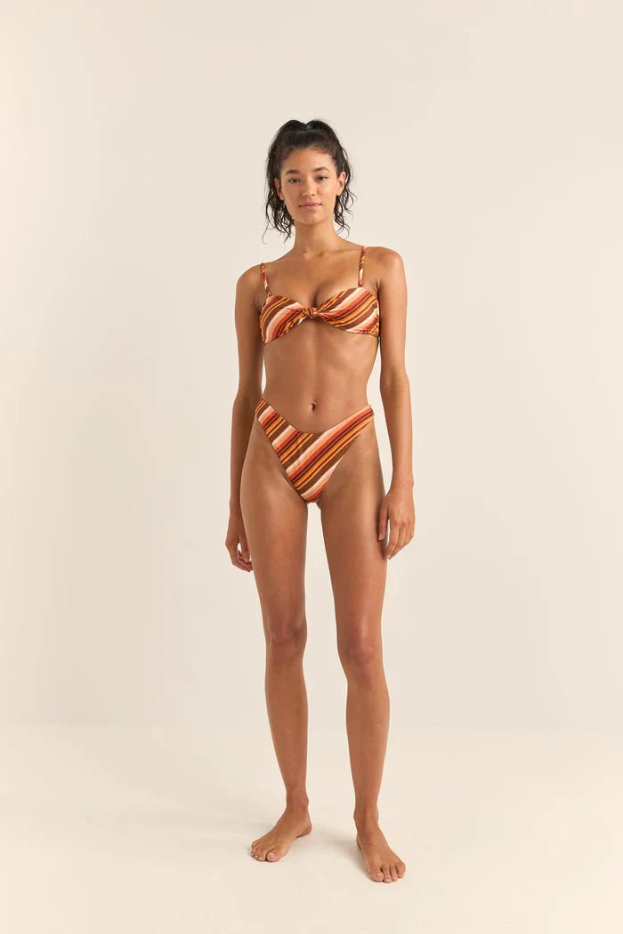 Chica Stripe Knotted Bandeau Top - Rhythm1024SW - BT13 - BRO - Brown - 10