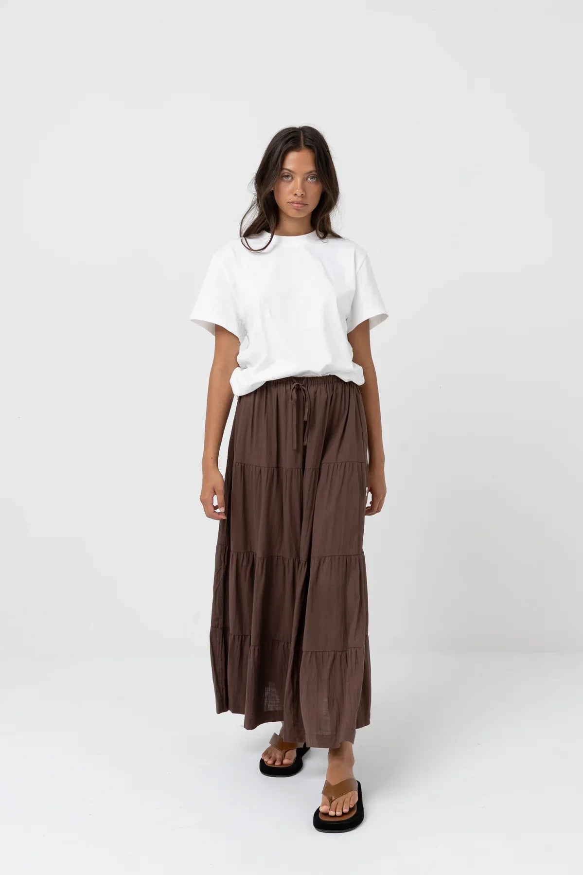 Classic Tiered Maxi Skirt - RhythmCLA24W - SK0Q - CHO - Chocolate - 10