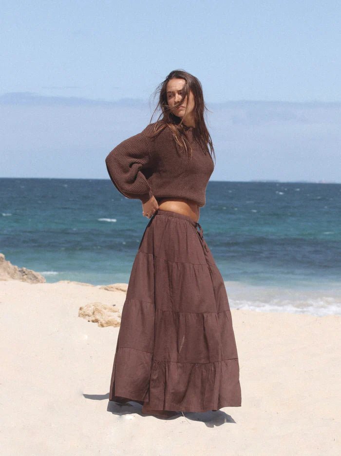 Classic Tiered Maxi Skirt - RhythmCLA24W - SK0Q - CHO - Chocolate - 10