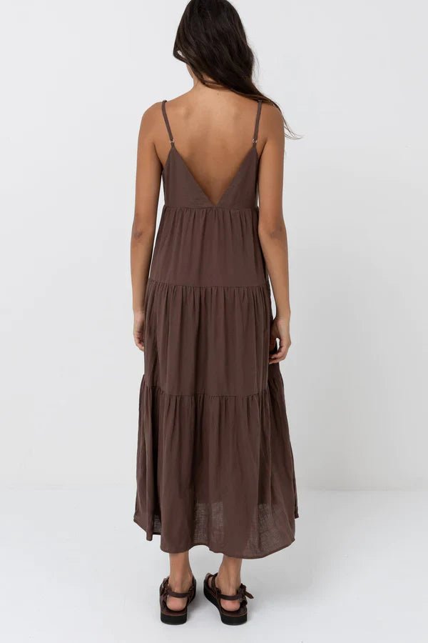 Classic Tiered Midi Dress - RhythmCLA24W - DR04 - CHOCOLATE - 10