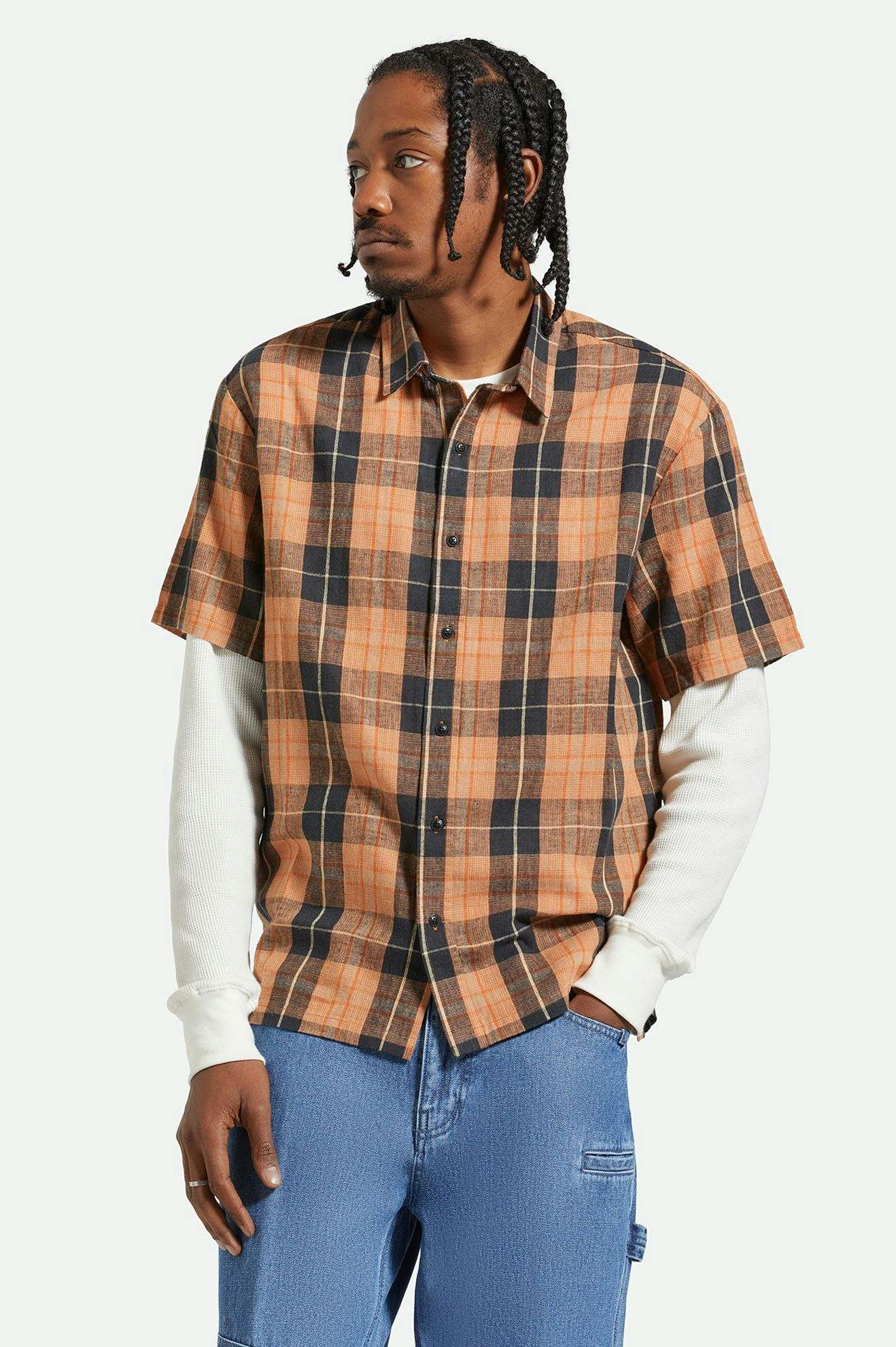 Cru Linen Blend - Brixton01420 - BLKRO - Black/Rust Orange - L