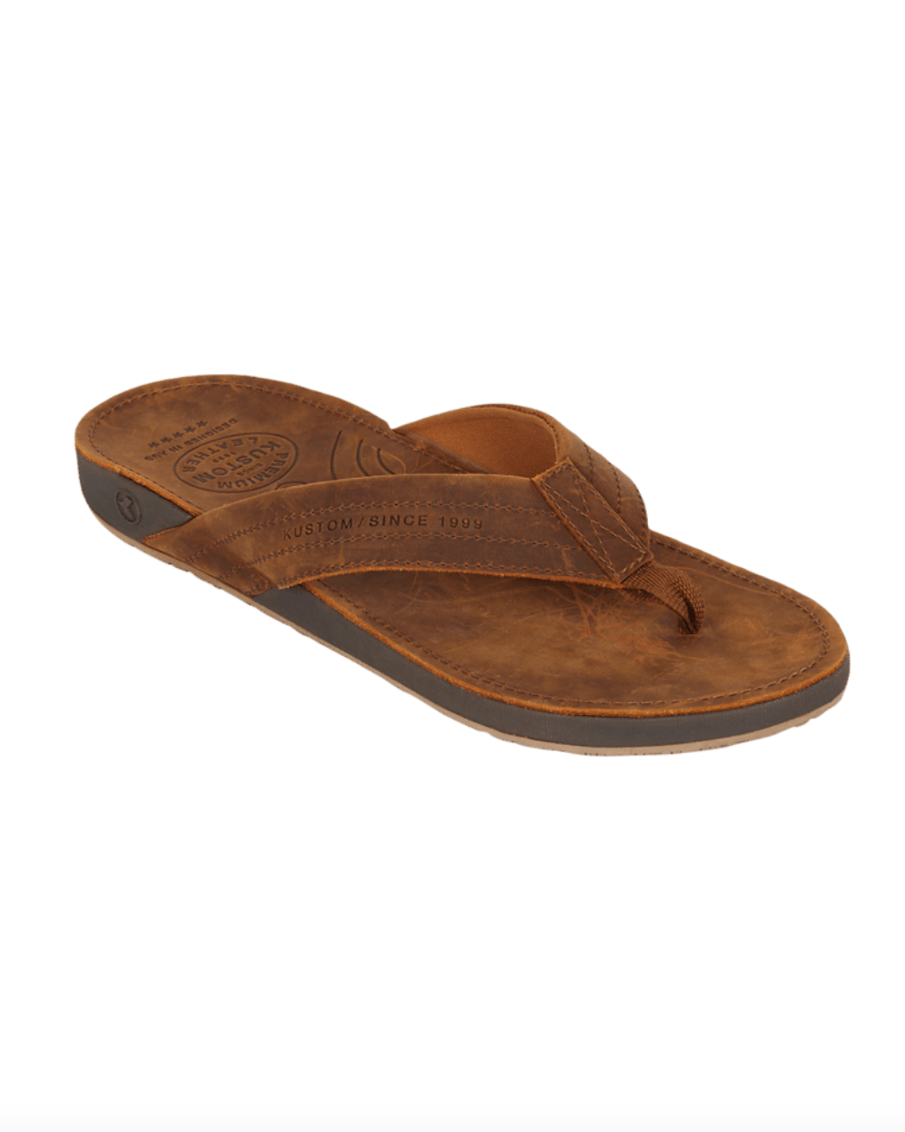 Cruiser Leather Brown Thong - Kustom9345723299494