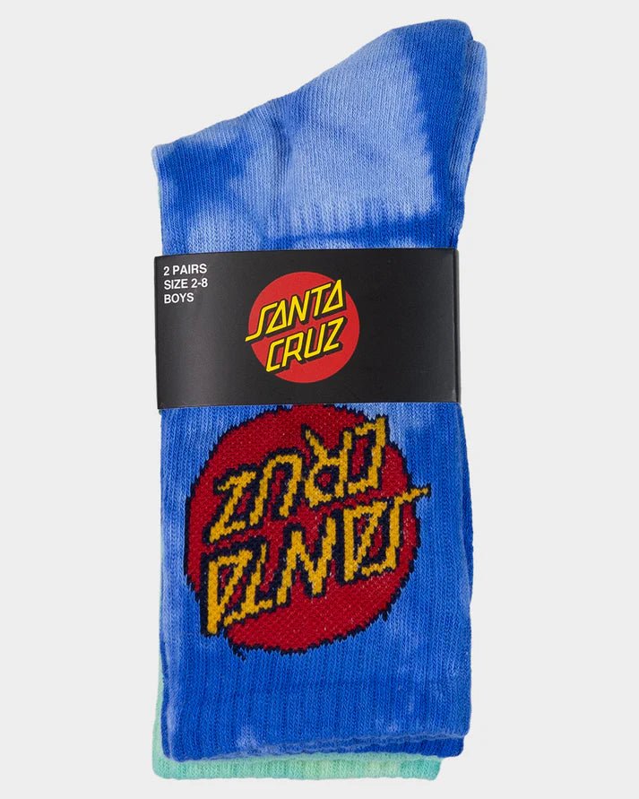 CRUZ DYE CREW SOCK 2 PACK - Santa CruzSB225 - SO03 - BLUE TDYE - TEAL TDYE - 2to8