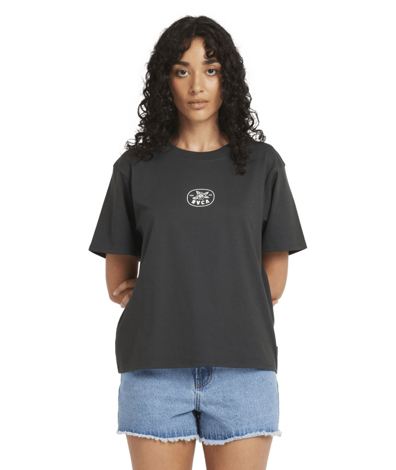 ELECTRIC ROSE EASY TEE - RVCAUVJZT00303 - BLACK WASH - XS/6