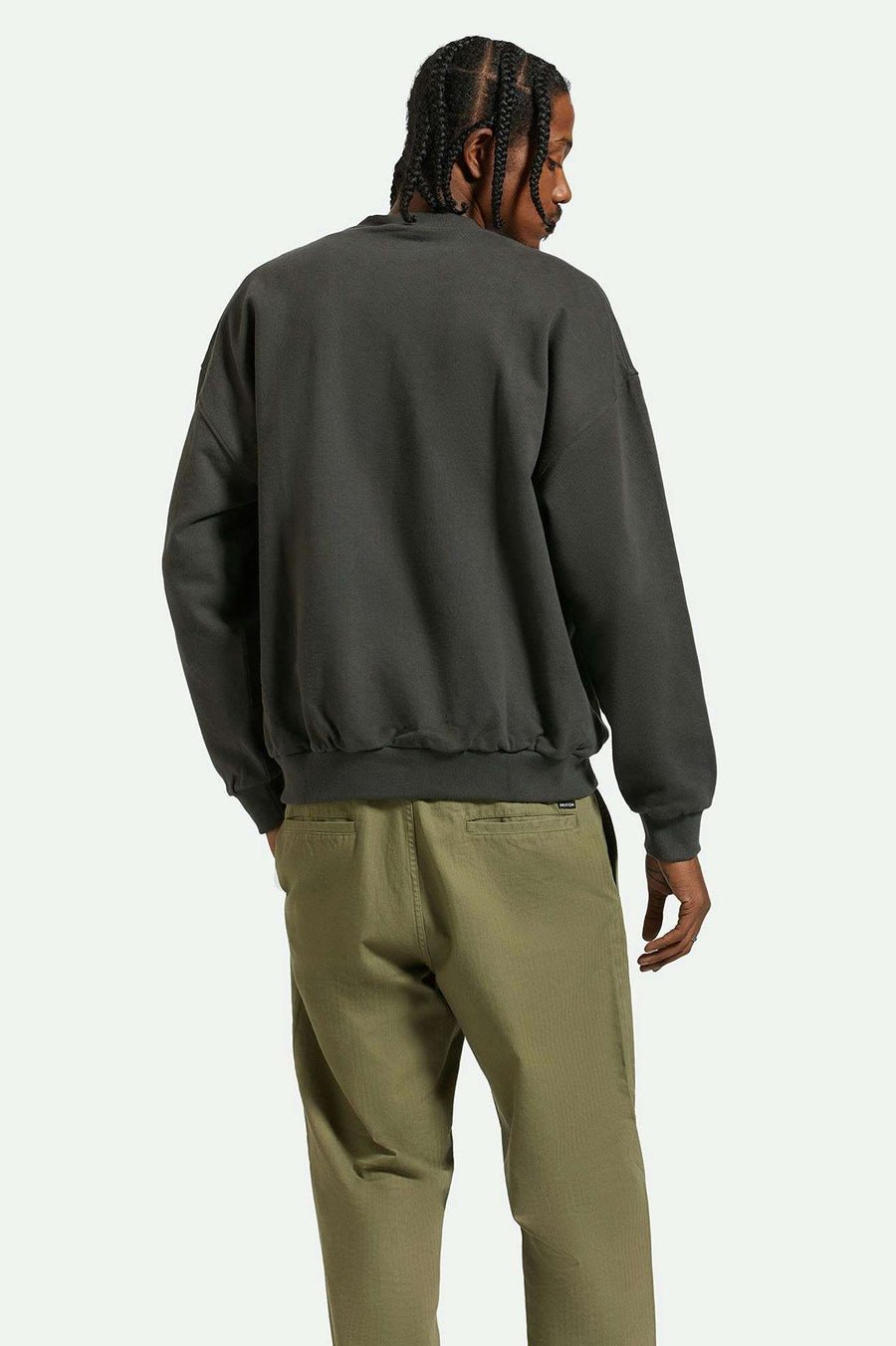 EMBROIDERED HEAVY WEIGHT CREW - Brixton22696 - WASHED BLACK - S