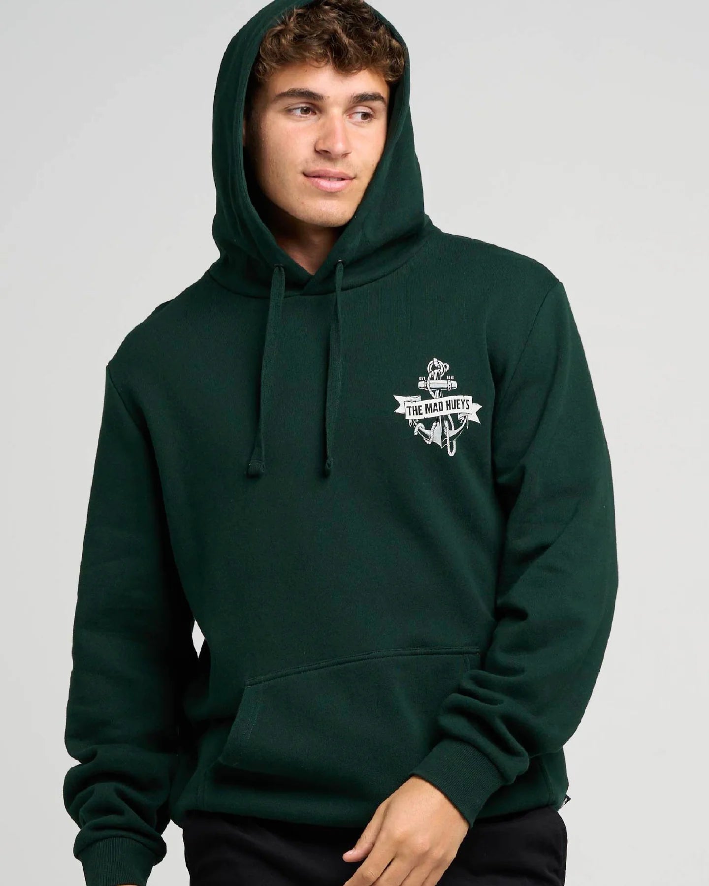 FLAME ANCHOR | HOODED PULLOVER - The Mad HueysH326M08001-PINE GREEN-S
