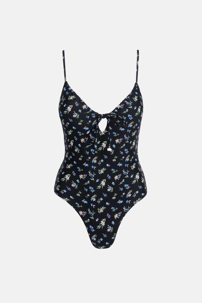 FLEUR FLORAL TIE FRONT ONE PIECE - Rhythm0724SW - OP06 - BLACK - 12