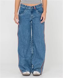 Flip Mommy Low Rise Wide Leg Denim Jean - RustyPAL1414 - MBO - Middy Blue - 10
