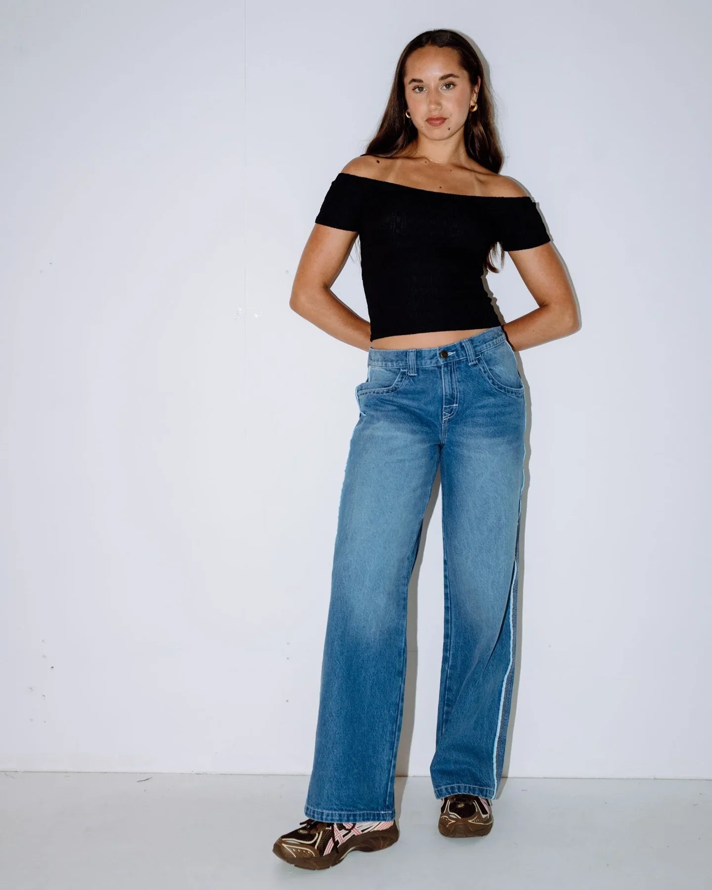 Flip Mommy Low Rise Wide Leg Denim Jean - RustyPAL1414 - BDB - Blasted Middy Blue - 10
