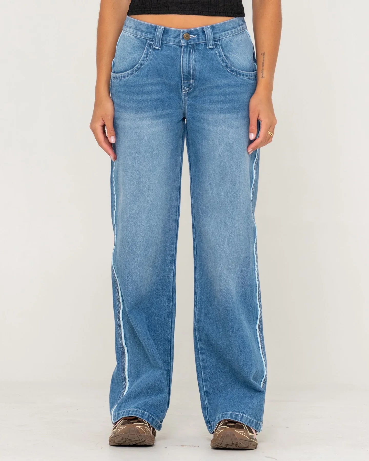Flip Mommy Low Rise Wide Leg Denim Jean - RustyPAL1414 - BDB - Blasted Middy Blue - 10