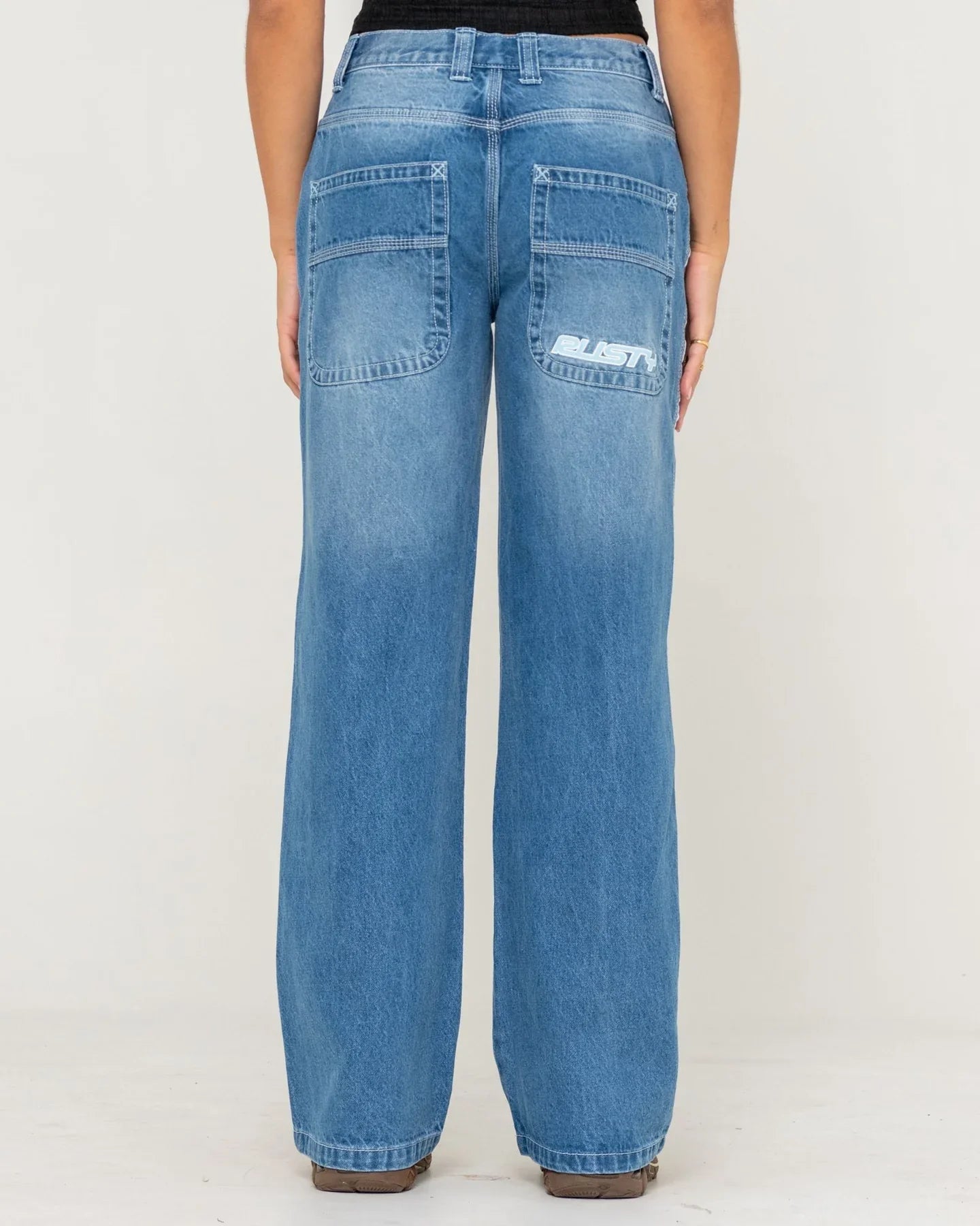 Flip Mommy Low Rise Wide Leg Denim Jean - RustyPAL1414 - BDB - Blasted Middy Blue - 10