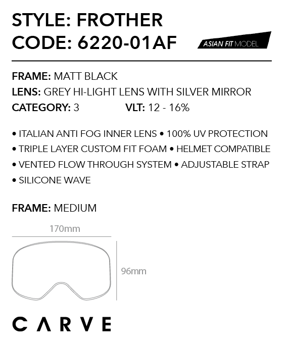frother matt black-grey lens-silver mirror -Carve6220-01-Matt Black W/ Grey Silver Mirror