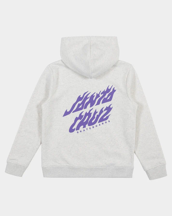 FUSION FLAME STACK STRIP CENTRE HOODIE - Santa CruzSG126-HO03-WHITE MARLE-8