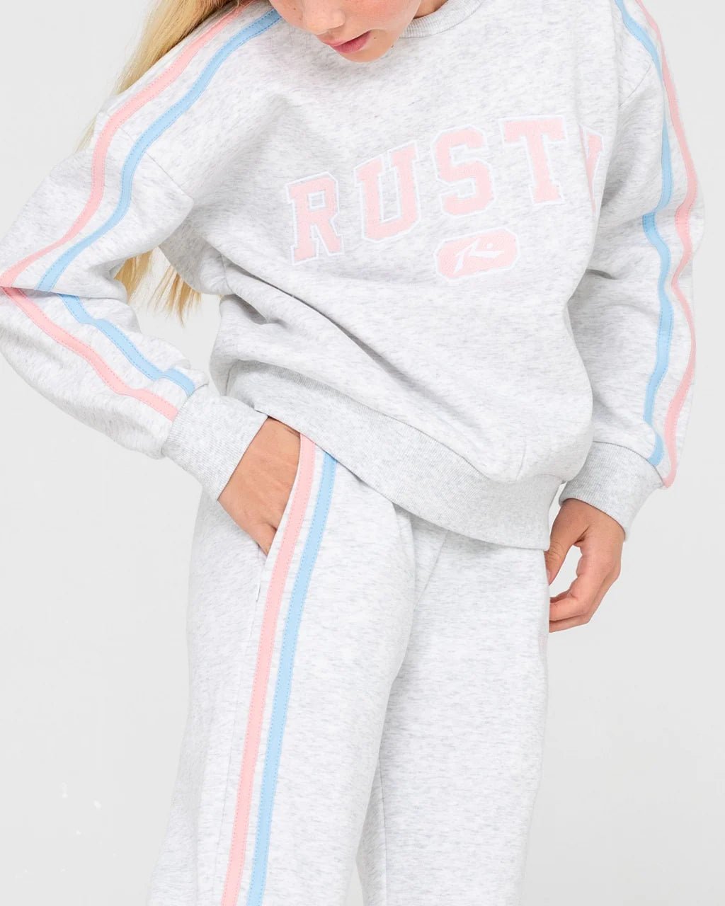 GIRLS TEAM VARSITY CUFF JOGGER - RustyPAG1492-ECRU MARLE-8