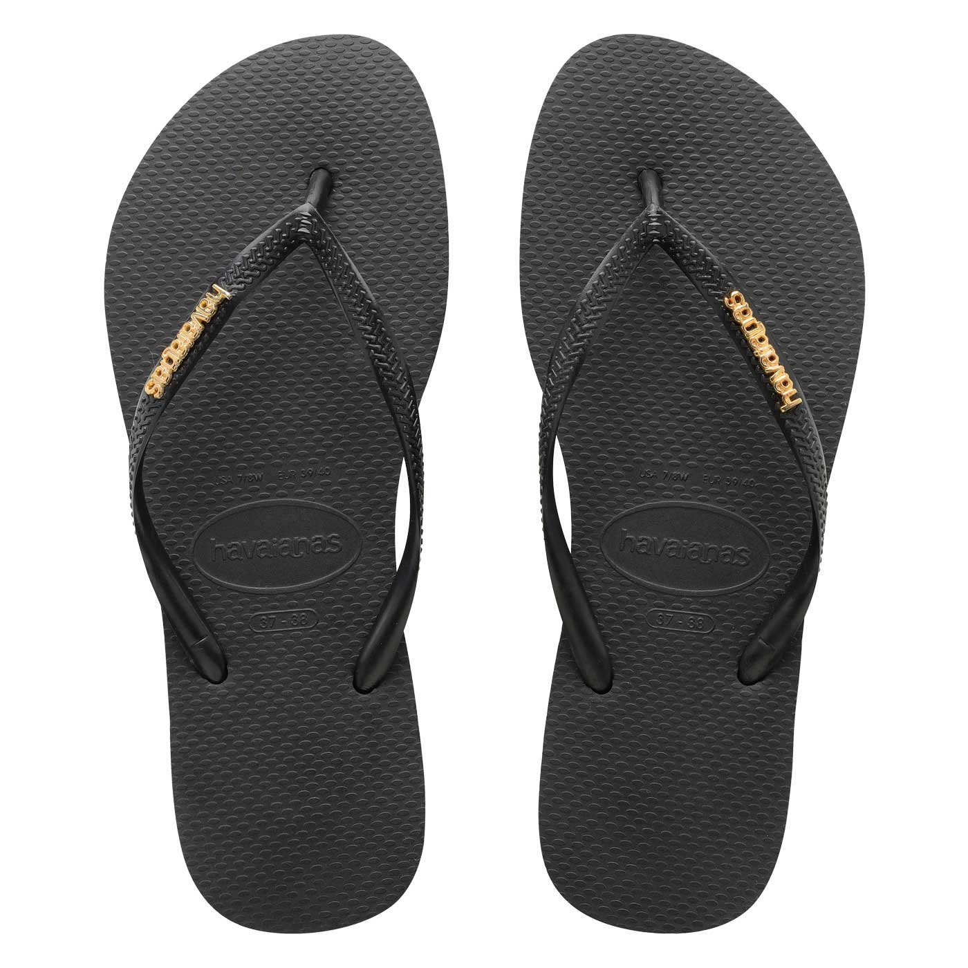 Havaianas Slim Metal Logo Black/Gold - HavaianasHSLG1924 - Black/Gold - 35to36