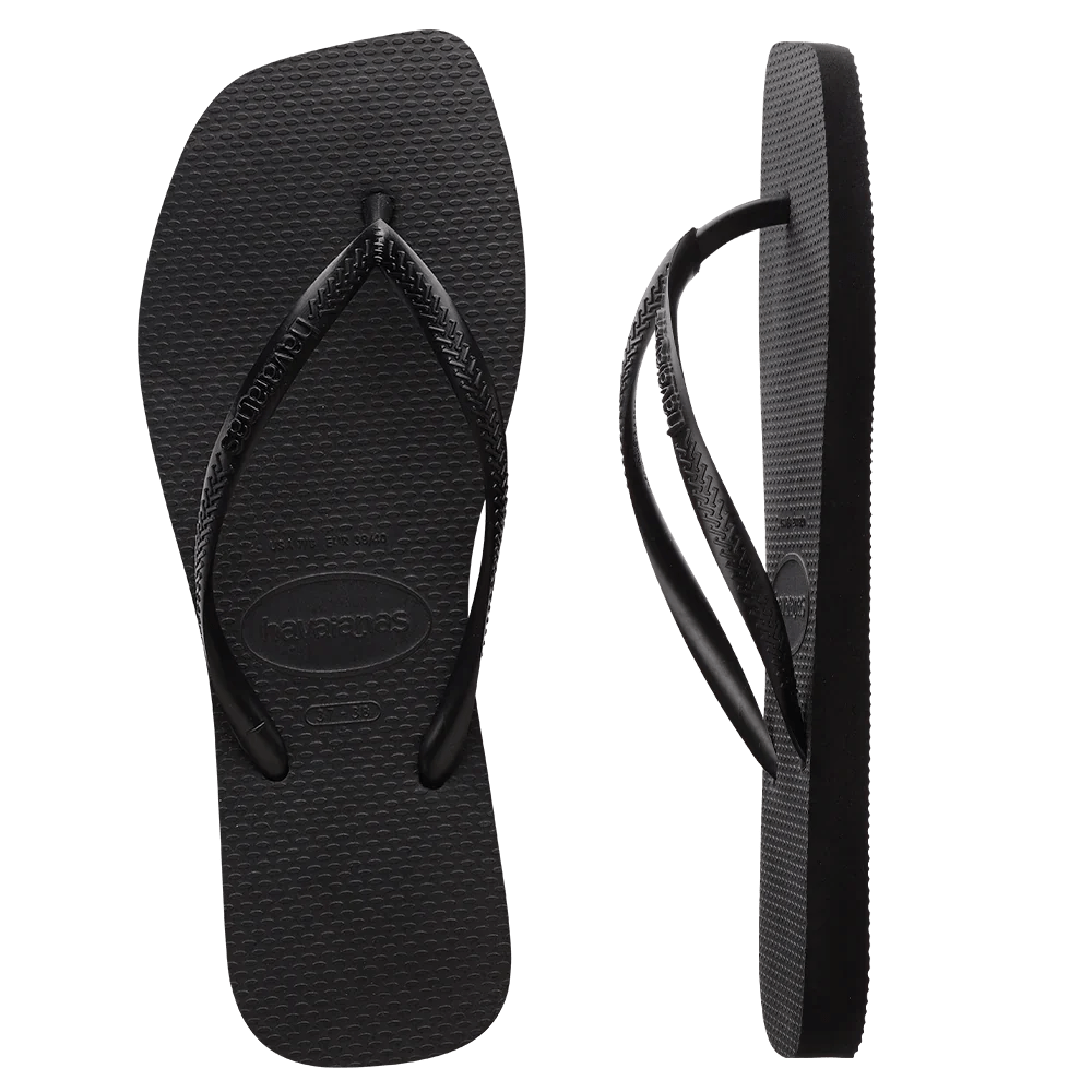 Havaianas Slim Square Solid Thong - Havaianashssb0091f - Black - 35to36