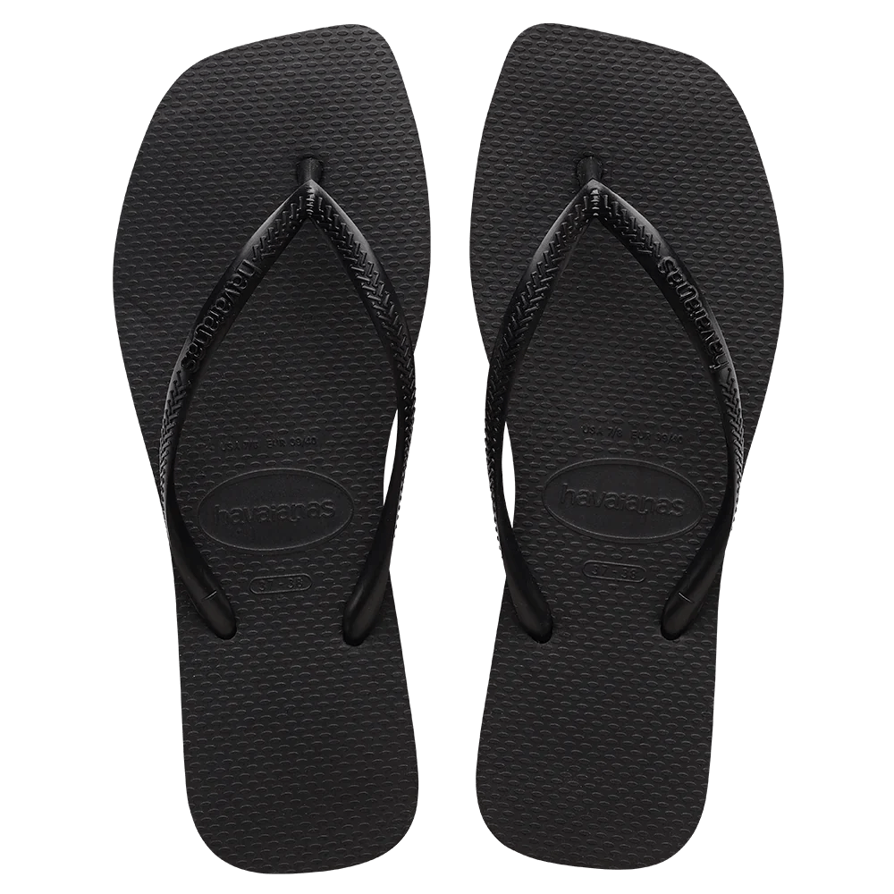 Havaianas Slim Square Solid Thong - Havaianashssb0091f - Black - 35to36