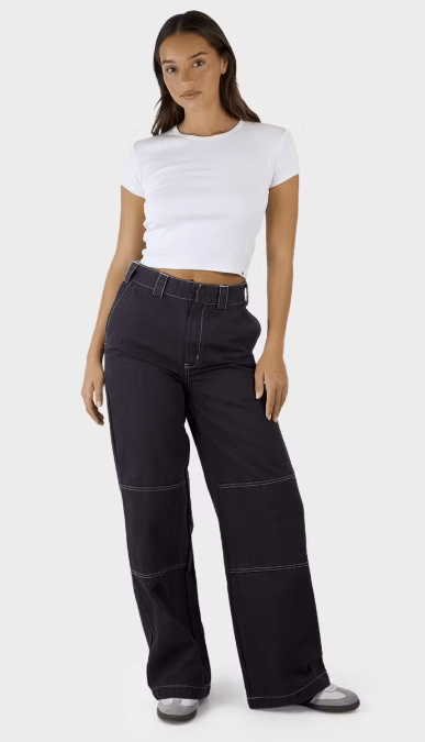 Jasper High Rise Wide Leg Pant - DickiesDW224 - PA03 - Stone Wash Black - 8