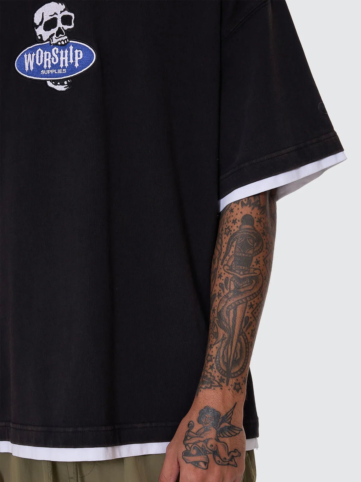 Jaws Oversize Tee - WorshipPR25-115BW-Washed Black-S