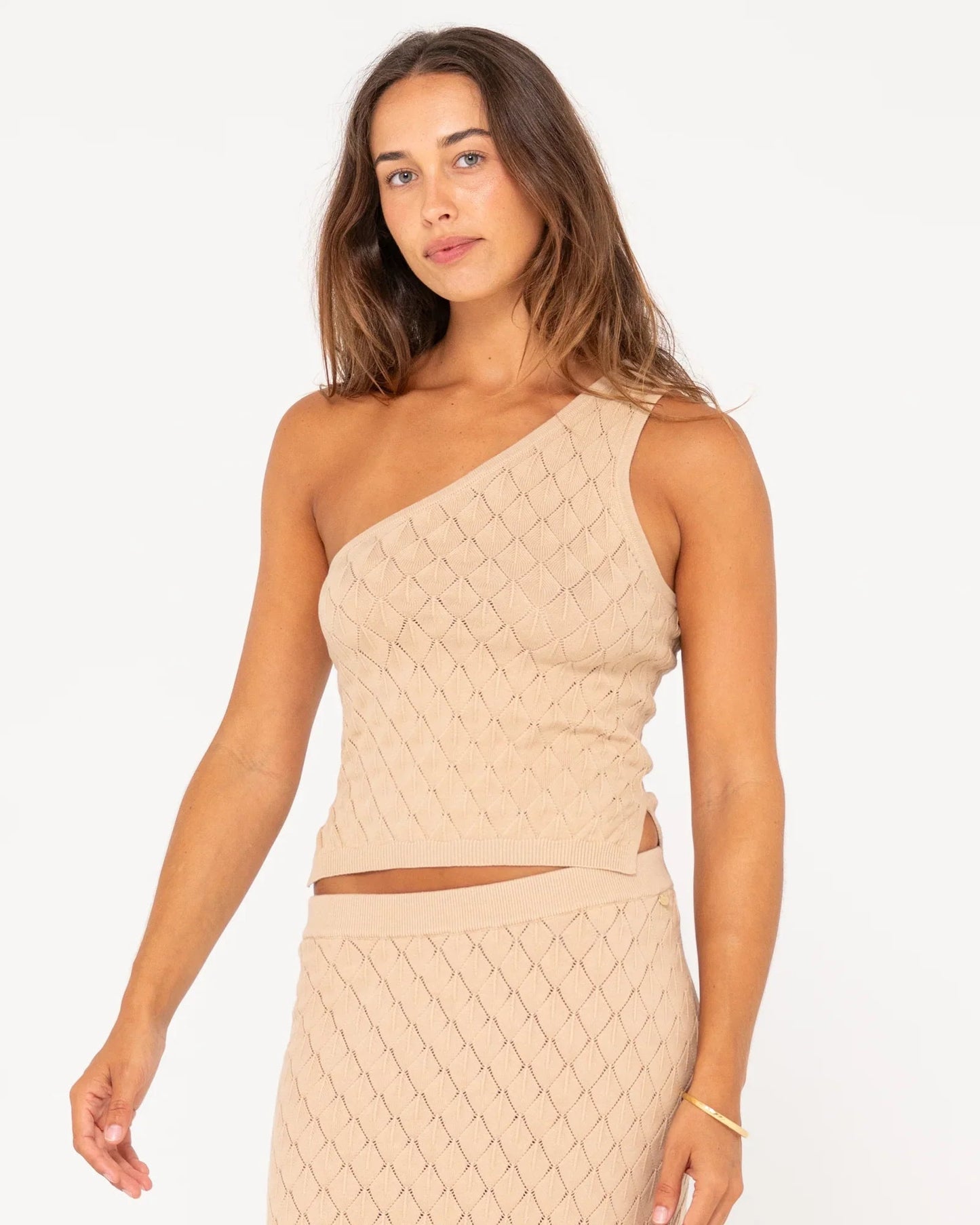 Leo One Shoulder Knit Top - RustyFSL0685 - Oatmeal - 10