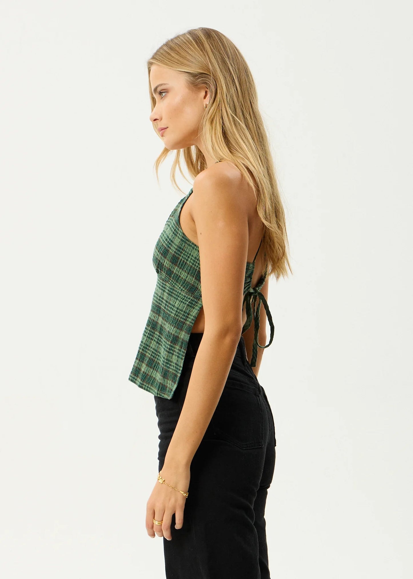 Lonnie Strappy - Seersucker Top - AfendsW253105 - HUG - HUNTER GREEN - XS