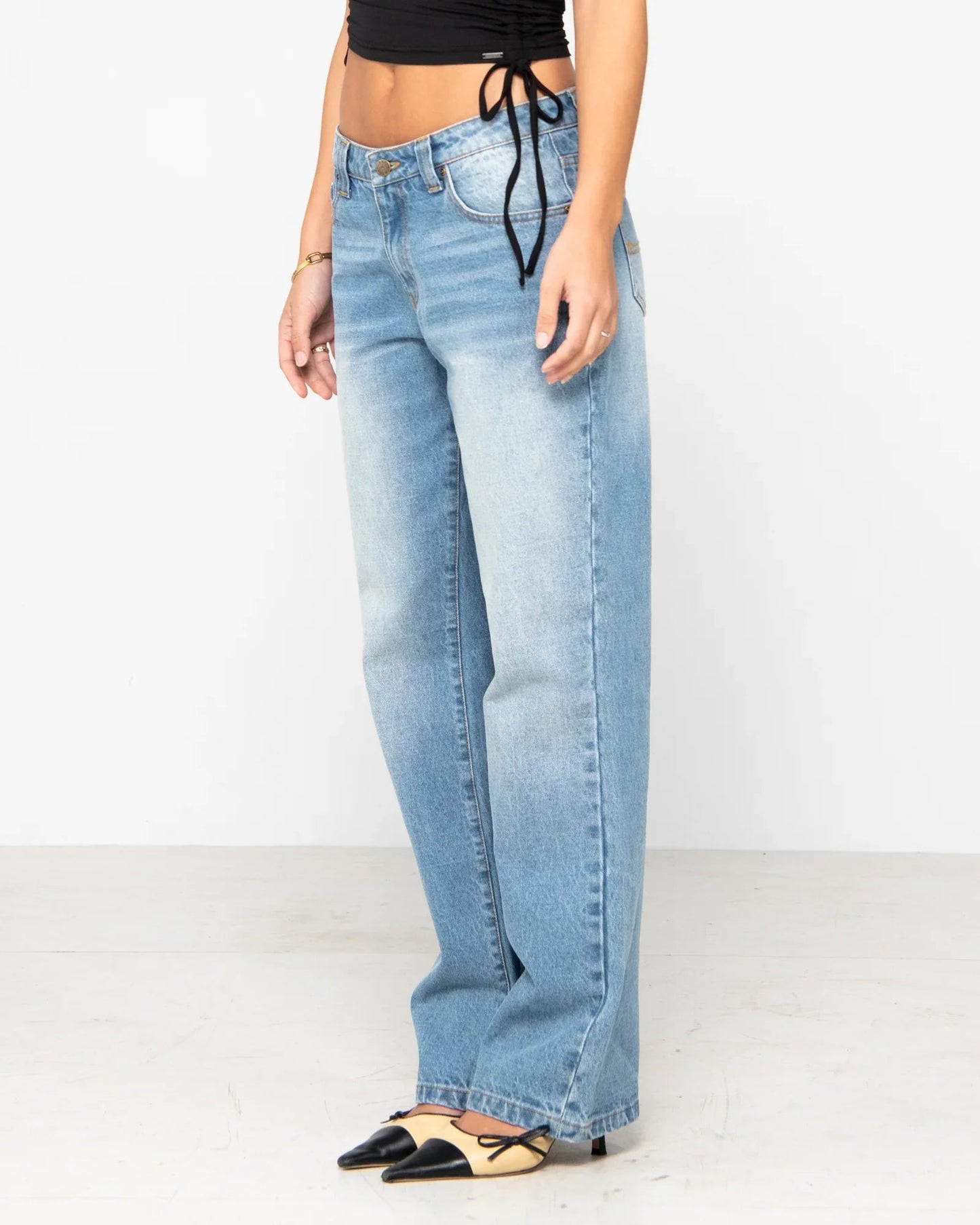Low Rise Straight Leg Denim Jean - Rustypal1404 - bdb - Blasted Middy Blue - 10